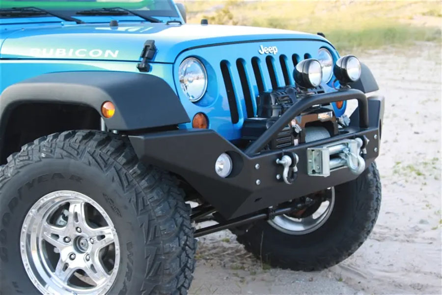 Rock Hard 4x4 Patriot Series Full Width Front Bumper w/ Lowered Winch Plate - Black - JK