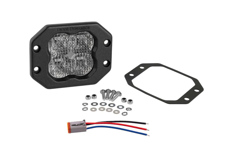 Diode Dynamics SS3 White Sport Flush Mount LED Pod, SAE Driving - Amber