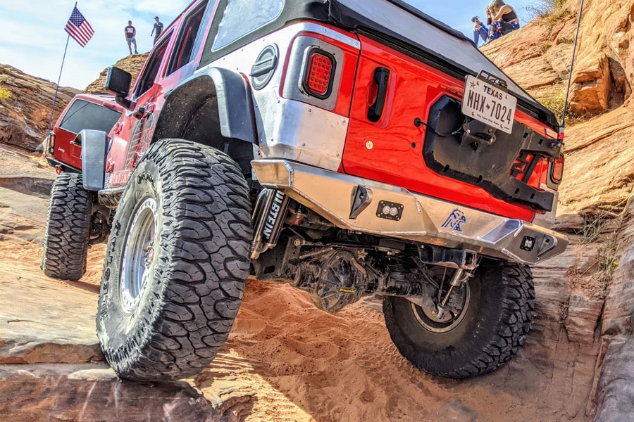 Next Venture Motorsports Featherweight Series Aluminum Rear Bumper w/ LED & Backup Sensor Cutouts - Bare - JL