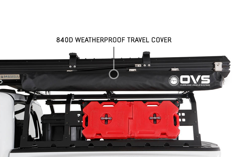 Overland Vehicle Systems XD Nomadic 180 LTE Awning w/ Lights - Black w/Travel Cover