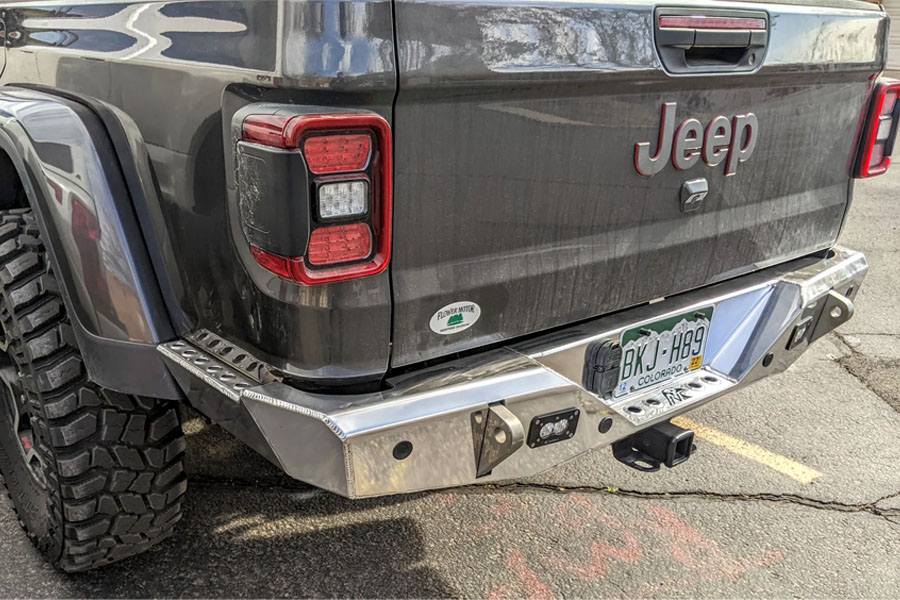 Next Venture Motorsports Featherweight Series Aluminum Rear Bumper w/ Backup Sensor Cutouts - Bare - JT