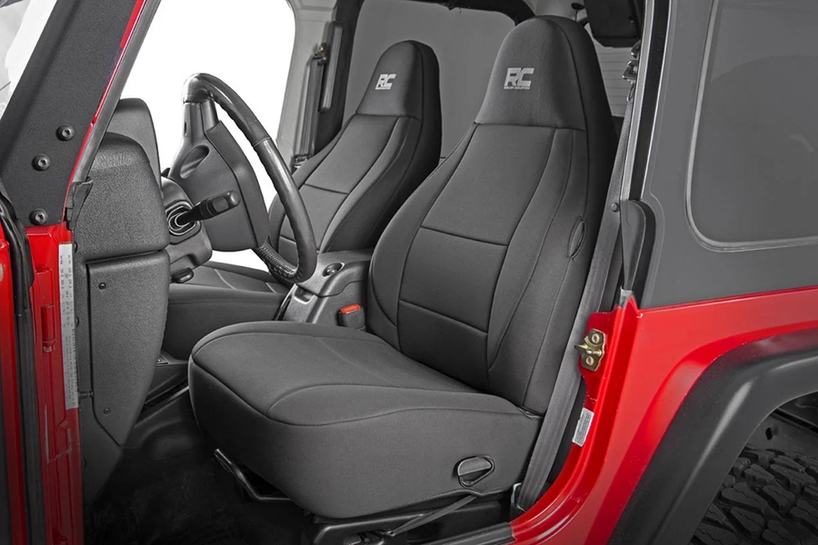 Rough Country Front and Rear Neoprene Seat Cover Kit - Black  - TJ 1997-02