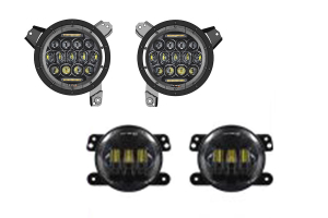Quake LED 9in RGB Headlight/4in Fog Light Set - JL/JT