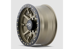 Dirty Life 9304 DT-2 Beadlock Wheel w/ Simulated Ring 17x9 5x5 12mm Offset Satin Gold - JT/JL/JK
