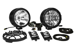 KC HiLites 8in Rally 800 HID Pair Pack System Black Stainless Steel Housing Spot Pattern