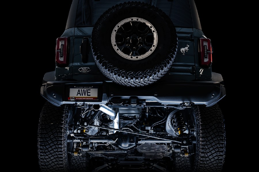 AWE 0FG Cat-back Exhaust w/Single 5in Chrome Silver Tip - Bronco 2021+