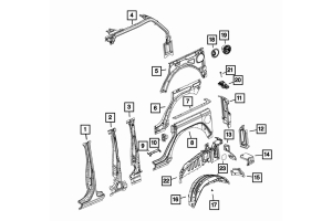 Mopar Quarter Panel Reinforcement - Driver Side - JL 4Dr