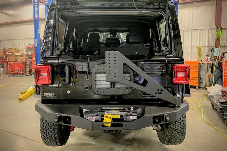 Next Venture Motorsports Scout Series Rear Winch Bumper w/ Tire Carrier - Bare - JL