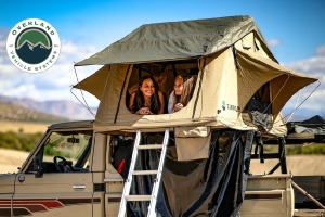 Overland Vehicle Systems TMBK 3+ Person Roof Top Tent - Tan Base, Green Rain Fly
