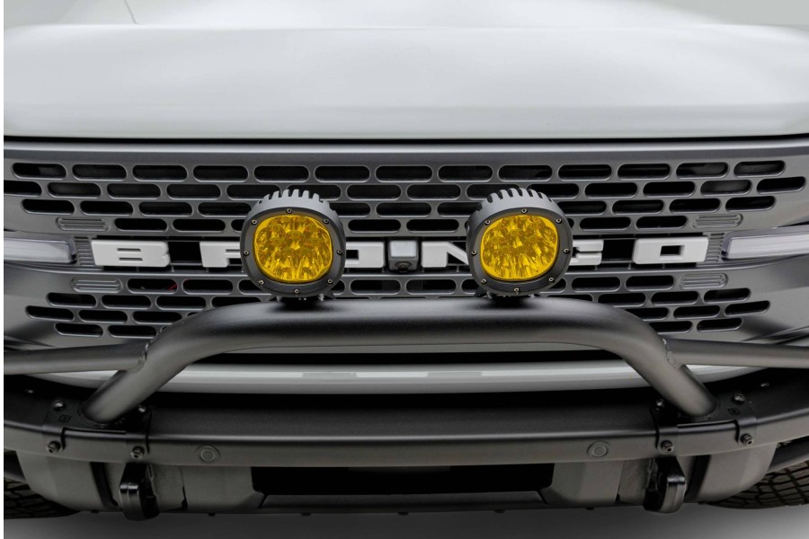 ZROADZ Prerunner Baja Bar Mid-Length Hoop Kit w/ 4in Round LED Pod Lights - Amber - Bronco 2021+