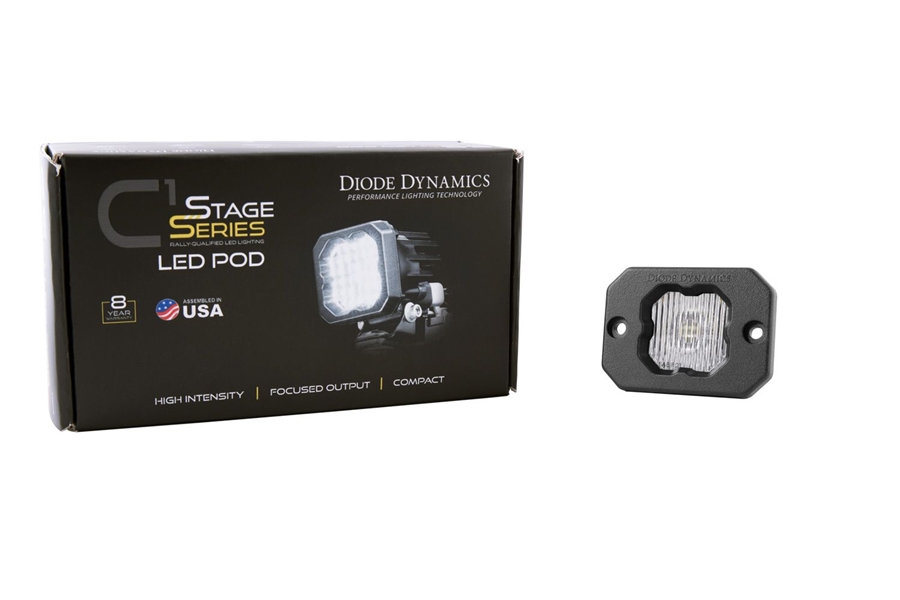 Diode Dynamics SSC1 White Flush Mount LED Pod, SAE Fog - Amber