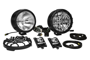 KC HiLites 8in Rally 800 HID Pair Pack System Black Stainless Steel Housing Spread Pattern