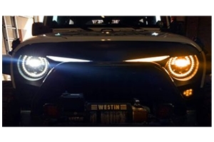 Race Sport Lighting Terminator Style Grill - Amber and White LED Turn Signals  - JK