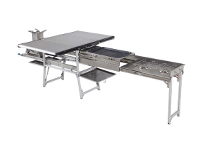 Overland Vehicle Systems Komodo Camp Kitchen Dual Grill/Skillet/Folding Shelves/Rocket Tower - Stainless Steel