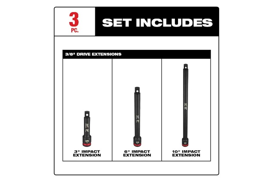 Milwaukee Tool 3Pc Shockwave Impact Duty™ 3/8in Drive Extension Set