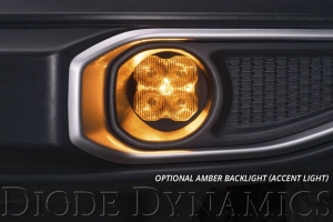 Diode Dynamics SS3 Pro Type 3in SAE/DOT Type AS Fog Light Kit, Yellow with Amber Backlight - Bronco 2021