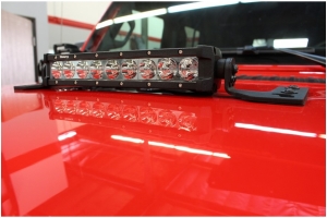Go Rhino 10in Single Row LED Light Bar Center Hood Mount - JT/JL