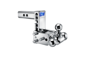 B&W Hitches Tow & Stow 2in Tri-Ball Receiver Hitch, Chrome, 5in Drop-5.5in Rise