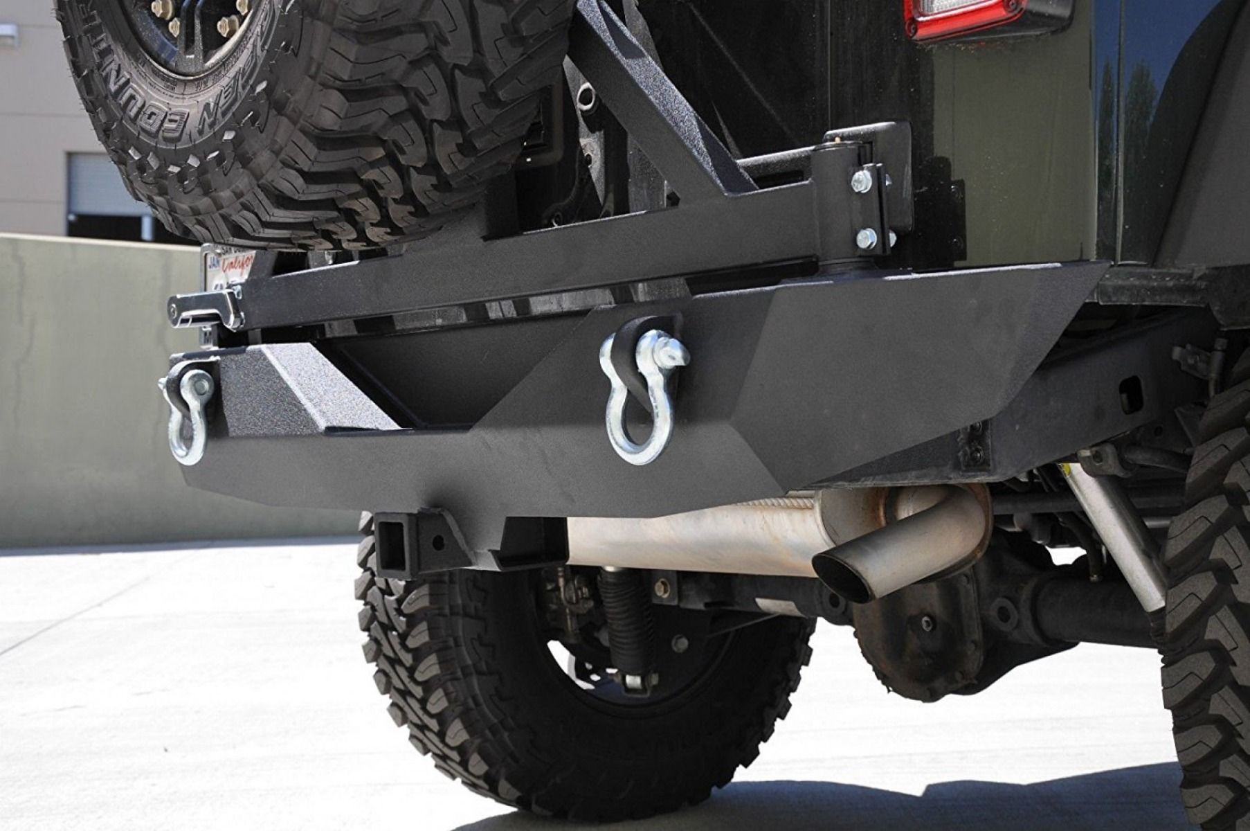 DV8 Offroad RS-1 Bushing Style Rear Bumper w/Tire Carrier and Aluminum Handle - JK