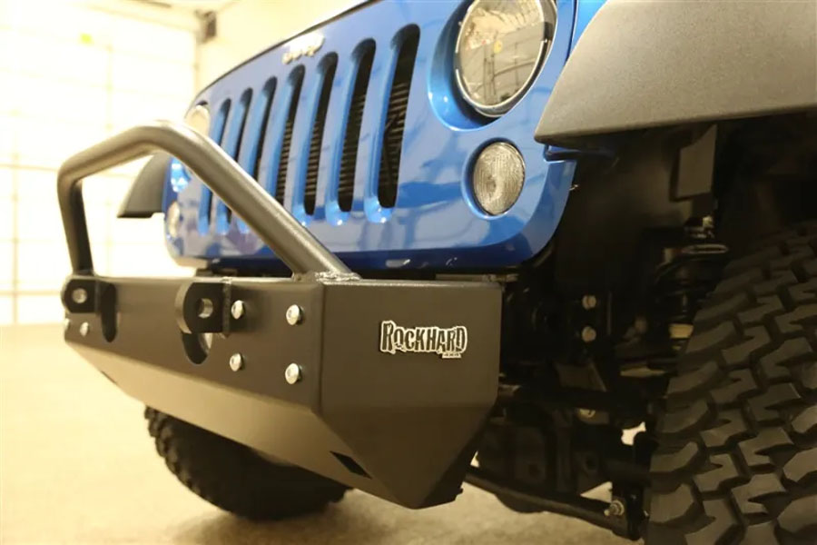 Rock Hard 4x4 Patriot Series Aluminum Grille Width Front Bumper w/ Fog Light Cutouts - JK