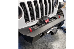 EVO Manufacturing Front Alumilite Bumper w/ Factory Fog Light Provisions, Semi Gloss Black - JL/JT