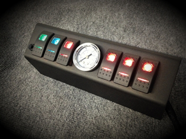 SPOD 6 Switch W/ Air Gauge And Double LED Switches & Source System Red - JK