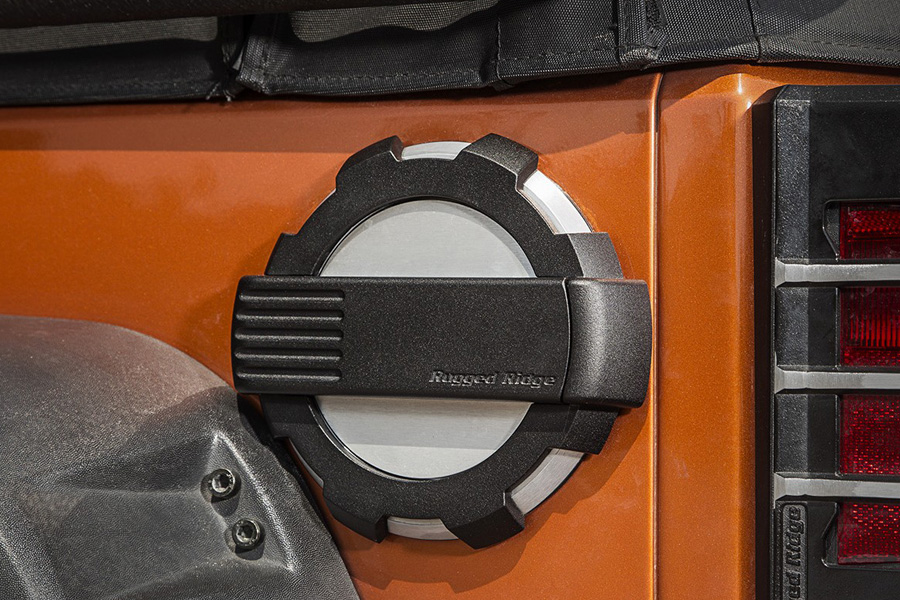Rugged Ridge Elite Fuel Door, Non-Lock, Brushed Alum. - JK