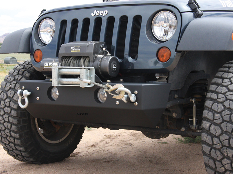 OR-Fab Light Mount Rock Slider Front Bumper Wrinkle Black - JK