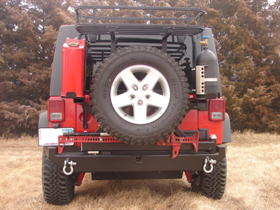 Rock Hard 4x4 Patriot Series Rear Bumper w/Tire Carrier Black - JK