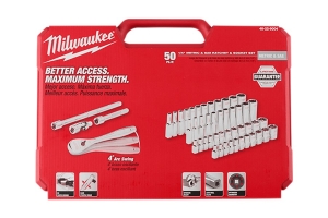 Milwaukee Tool 1/4in Drive 50pc Ratchet and Socket Set - SAE and Metric