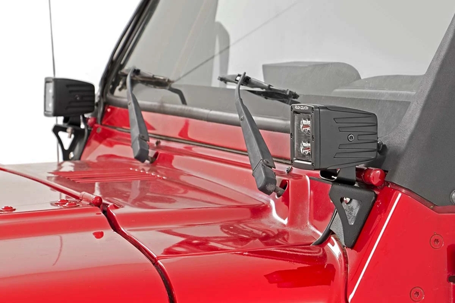 Rough Country Lower Windshield Light Mounts  - TJ/LJ
