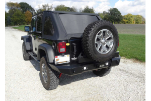 LOD Signature Series Gen 4 Full Width Door Linked Bumper w/Tire Carrier and Round Light Provisions, Black - JK