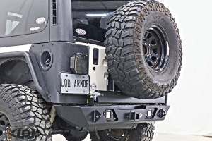 LOD Destroyer Rear Bumper with Tire Carrier, Black Texture - TJ/LJ/YJ