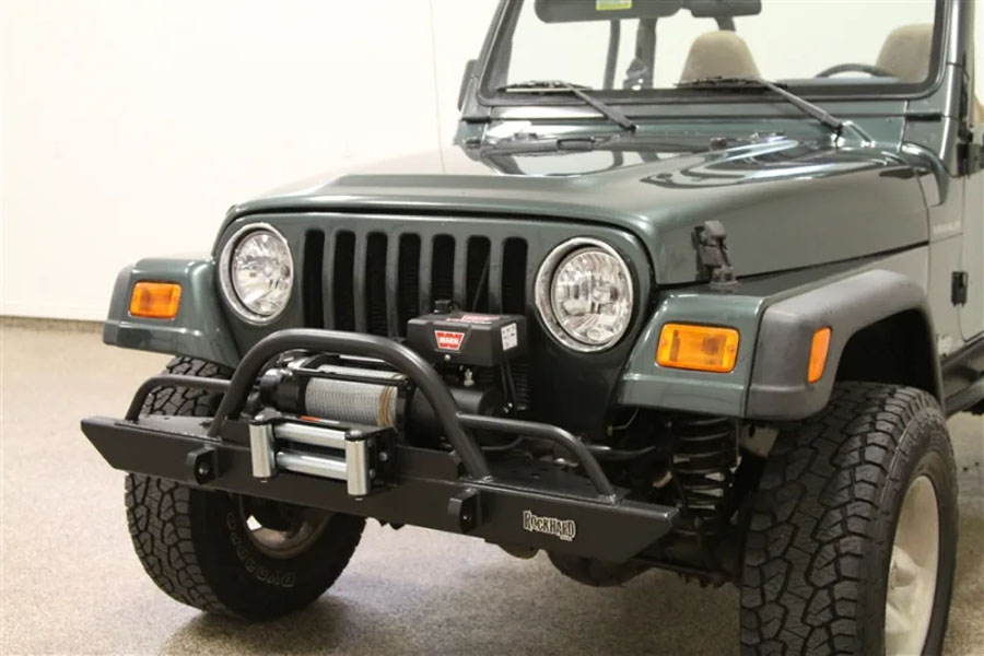 Rock Hard 4x4 Legendary Mid-Width Front Bumper Straight Hoop w/ Tube Extensions - CJ/YJ/TJ/LJ