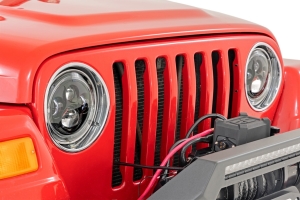 Rough Country 7in DRL Halo LED Headlights   - TJ