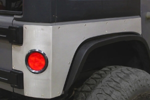 Motobilt Steel Rear Corner Armor w/Round Tail Light Holes  - JK 4dr
