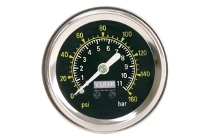 Viair 1.5 Inch Single Needle Gauge 160 PSI Black Face