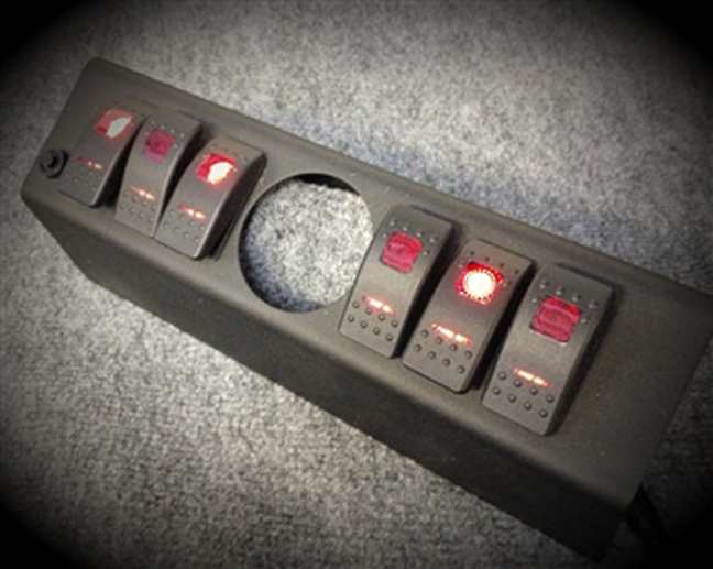 SPOD 6 SWITCH 2-1/16IN EMPTY GAUGE HOLE DUAL LIT LED SWITCHES RED - JK