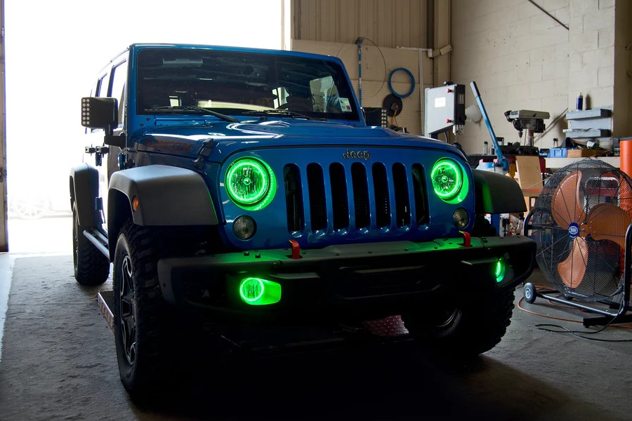 Oracle LED Surface Mount Headlight Halo Kit - Green - JK 2007-2017