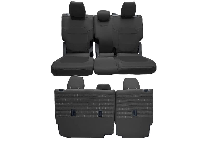 Bartact Tactical Rear Seat Covers w/Armrest - Black/Black - Bronco 4dr