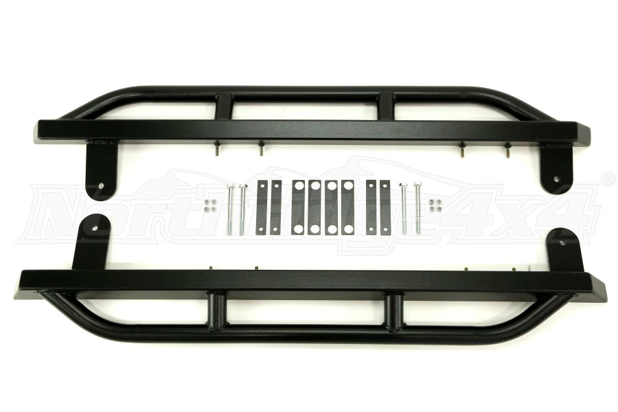 Rock Hard 4x4 Patriot Series Rocker Guards Tube Style - Angled Up - JK 2dr