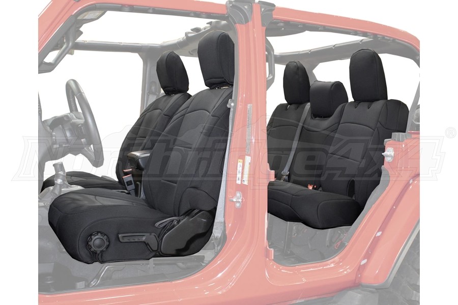 Jeep JL 2Dr King 4WD Neoprene Front and Rear Seat Covers Black Jeep