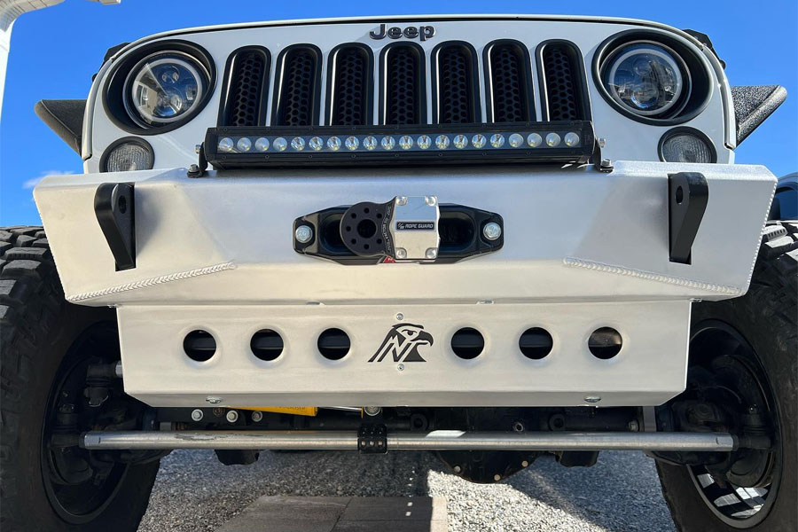 Next Venture Motorsports Aluminum Featherweight Series Front Bumper & Lower Skid Plate w/ Stinger - Bare - JK