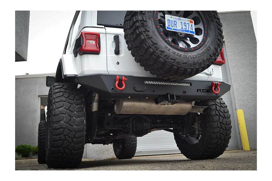 Ace Engineering Halfback Rear Bumper w/ Provisions for Light and Backup Sensors - Texturized Black - JL