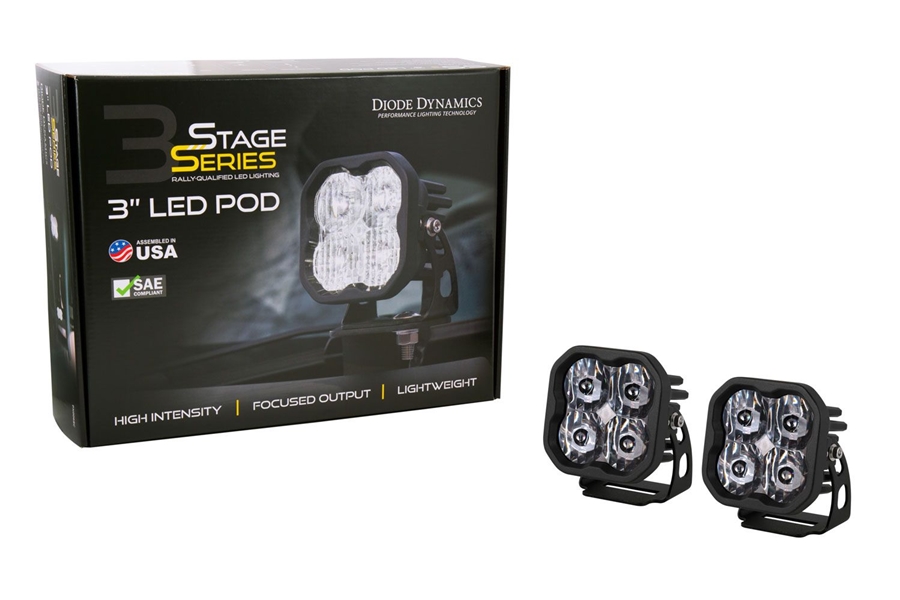 Diode Dynamics SS3 White Pro LED Pod Pair, SAE Driving - Amber