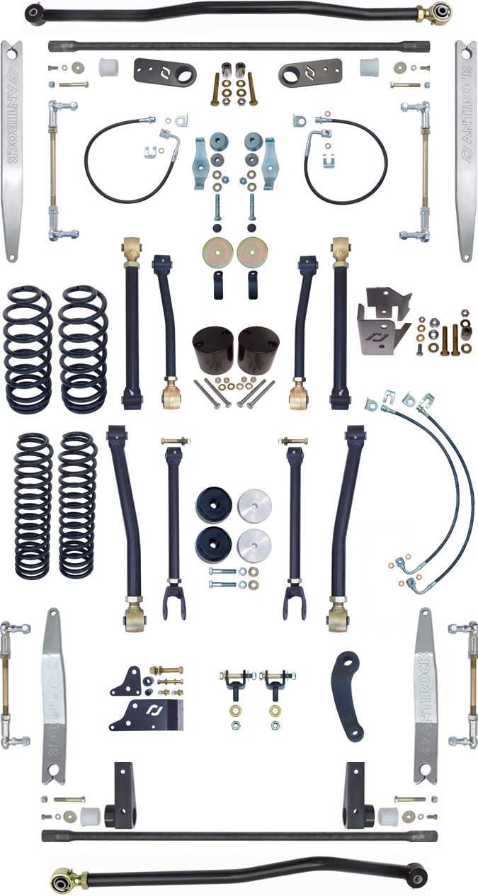 Currie Enterprises RockJock 4in Suspension w/AntiRock Sway Bars and Trac Bars - JK 4dr