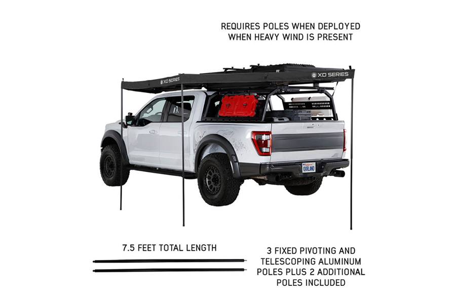 Overland Vehicle Systems XD Nomadic 180 LTE Awning w/ Lights - Black w/Travel Cover