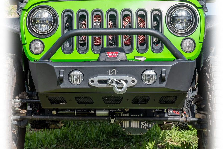 Turn Offroad Front Bumper w/ Skid Plate and Recessed Winch Mount - JK/JL/JT