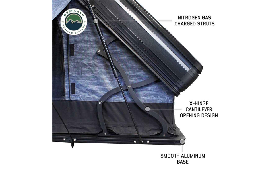 Overland Vehicle Systems XD Everest Cantilever Aluminum Hard Roof Top Tent 2 Person - Grey Body/Black Rainfly