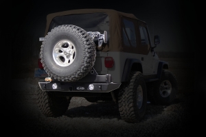 LOD Signature Series Rear Bumper w/Tire Carrier and Round Light Provisions Black  - TJ/LJ